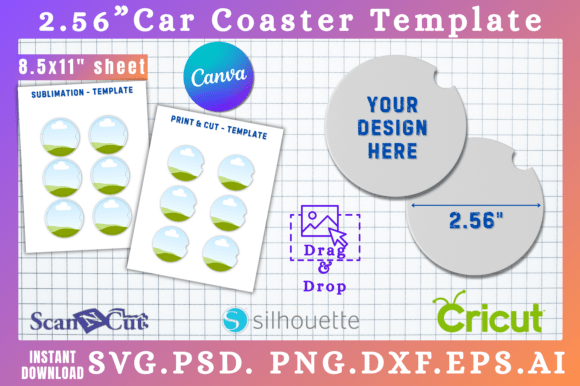 2.56 Car Coaster Canva SVG Templates: Graphics for Creative Sellers
