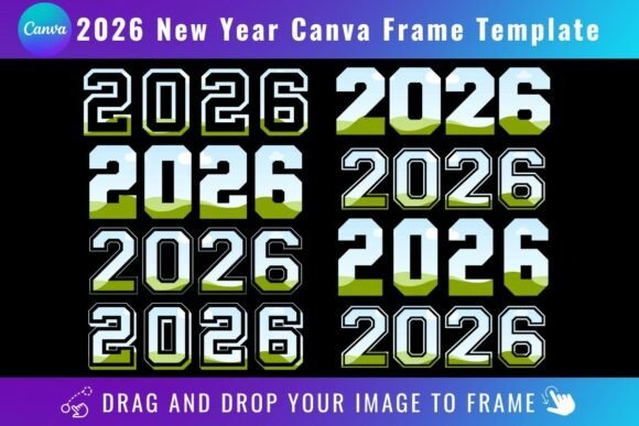 2026 New Year Canva Frame Template Graphics