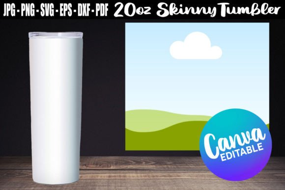 20oz Straight Blank Skinny Tumbler Canva Graphics