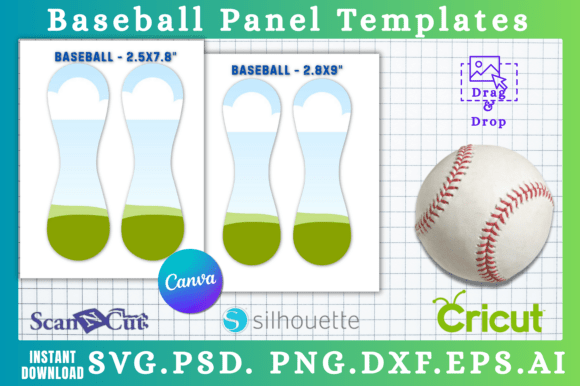 2pc Baseball Panels SVG Canva Templates: Graphics for Real Publishing