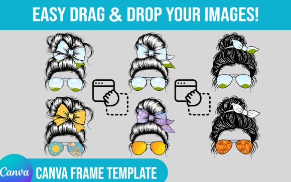 3 Messy Bun Momlife Canva Frames Bundle: Graphics for Warm, Relatable Branding