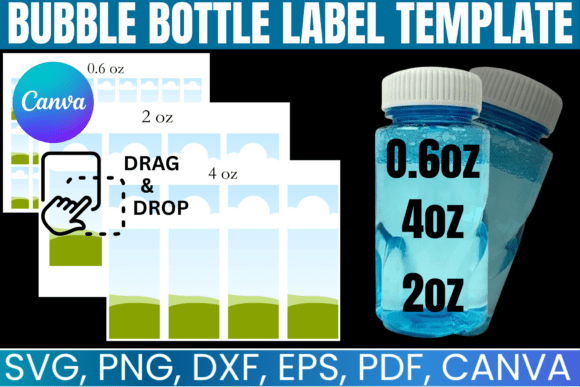 Bubble Bottle Label Canva Template