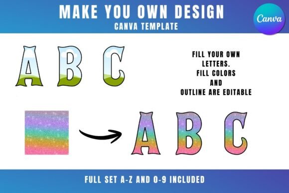 Canva Alphabet Numbers Frame a-Z Graphics