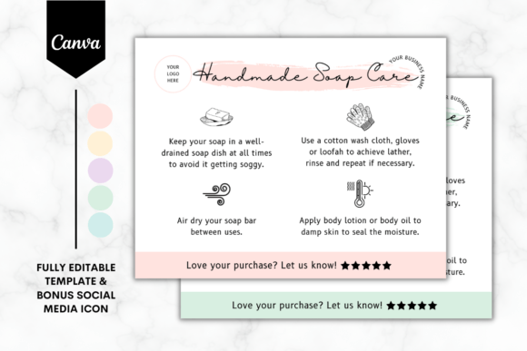 Custom Soap Care Card Canva Template 4 Graphics
