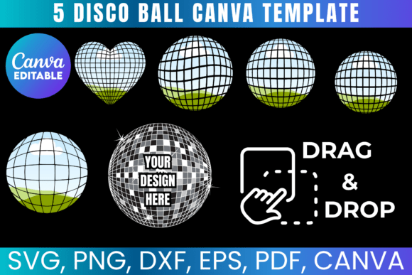 Disco Ball Canva Frames Bundle Graphics