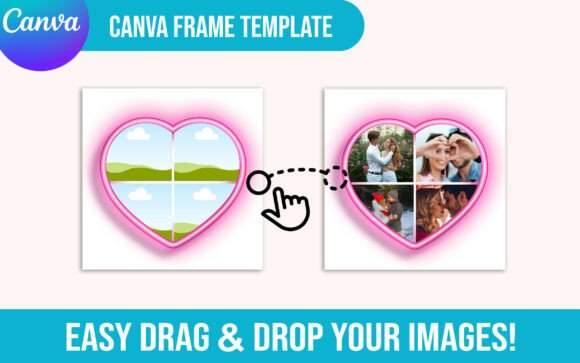 Editable Canva Frame Heart Photo Collage Graphics