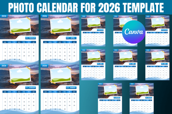 Editable Canva Photo Calendar for 2026