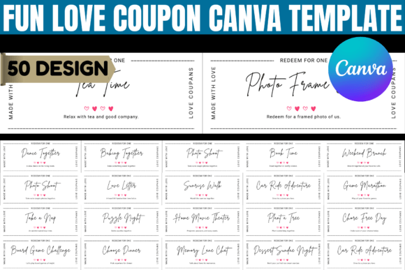 Fun Love Coupon Canva Editable Template Graphics