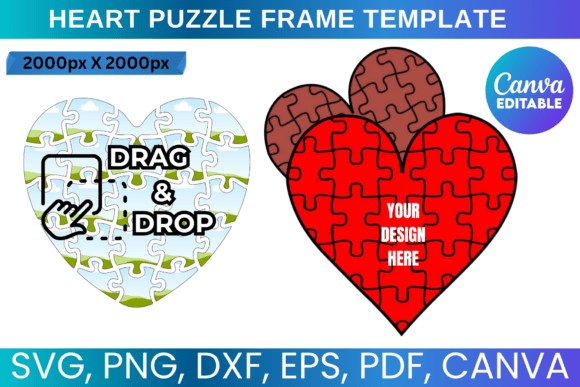 Heart Puzzle Canva Template Graphics