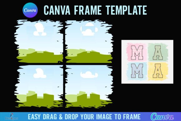 Mama Brushstroke Canva Frame Distressed Graphics