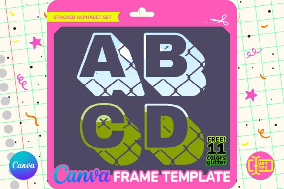 Mesh Stacked Alphabet Canva Frame Graphics