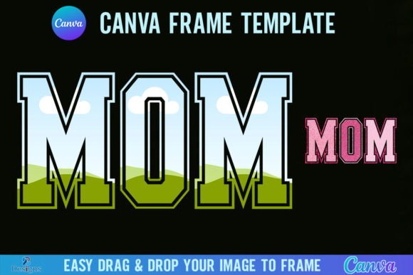 Mom Varsity Canva Frame Template Retro Graphics