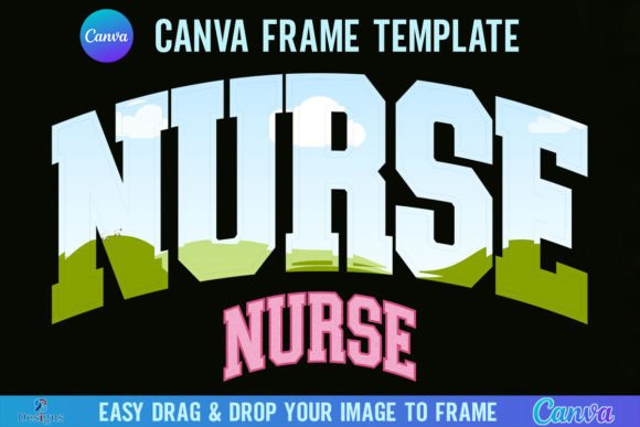 Nurse Canva Frame Template Retro Varsity Graphics
