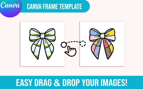 Patchwork Bow Canva Frame Template Graphics