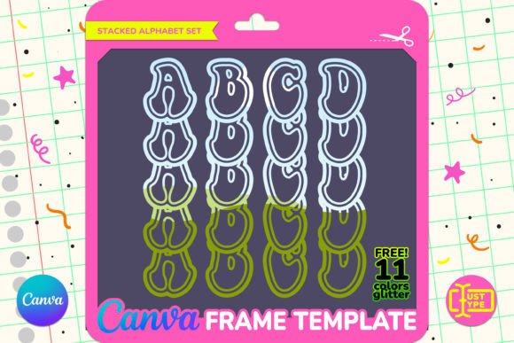 Retro Hippie Stacked Canva Frame Graphics