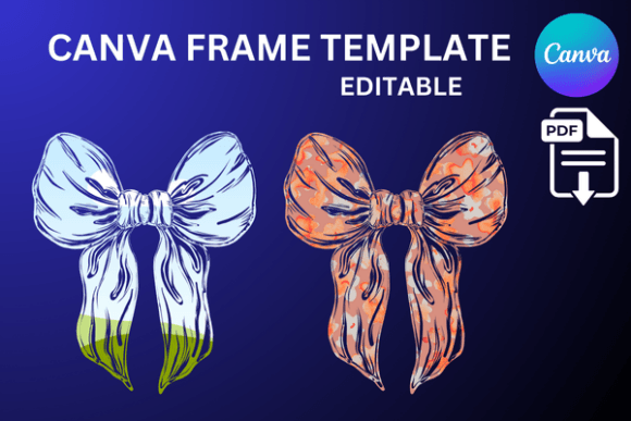 Ribbon Canva Frame Coquette Bow Bun Graphics