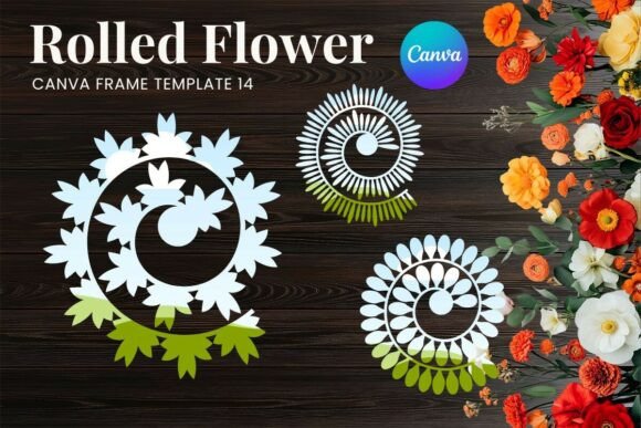 Rolled Paper Flower Canva Frame_14 Graphics