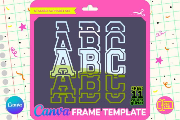 Sports Stacked Alphabet Canva Frame Graphics