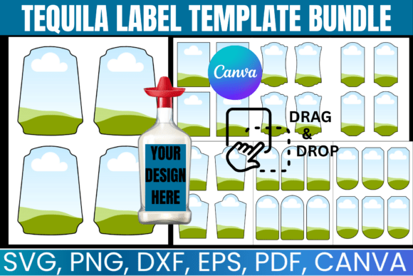 Tequila Label Canva Template Bundle: Graphics for Real Crafting