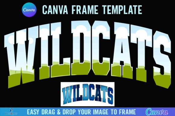 Wildcats Canva Frame Varsity Mascot Team Graphics